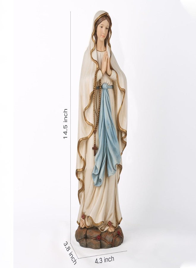 BC BUILDCLASSIC BC Catholic Our Lady of Lourdes Statue, Blessed Virgin Mary Figure for Altar,Religious Gift for Mom, Religious décor for Home, 14.5" H, Renaissance Sculpture Handmade by Buildclassic - Image 4